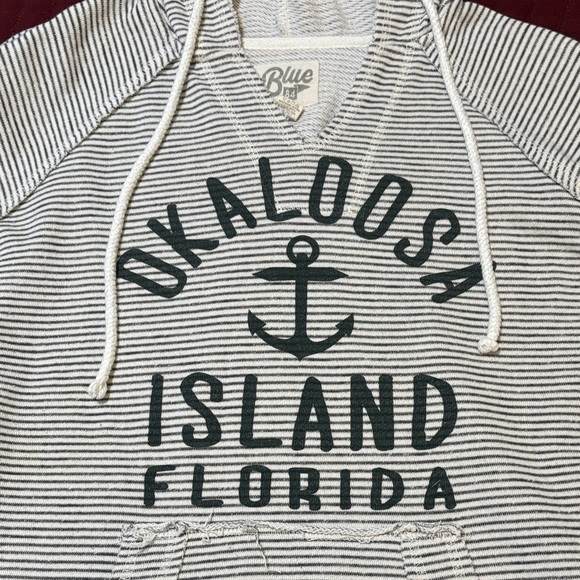 Blue 84 Black/White Striped Okaloosa Island Hoodie Size Small - Picture 10 of 11